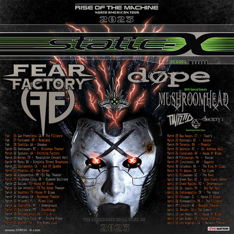 Dope's North American Tour With Static-X And Fear Factory Rescheduled to February 2023